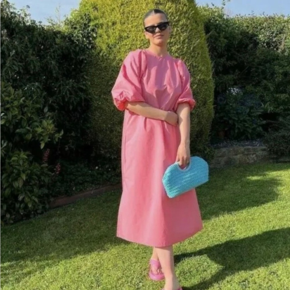 H&M oversized pink poplin dress size S